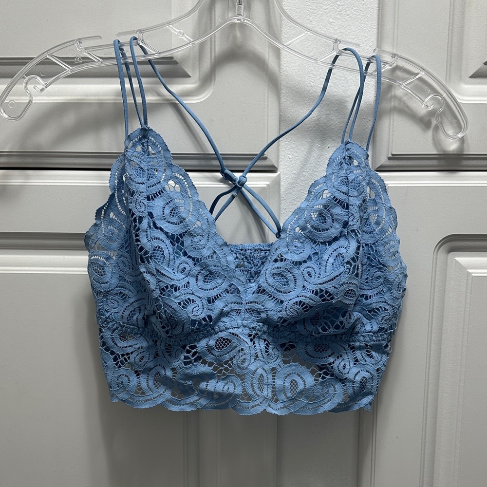 PINK Victoria's Secret Blue Lace Top